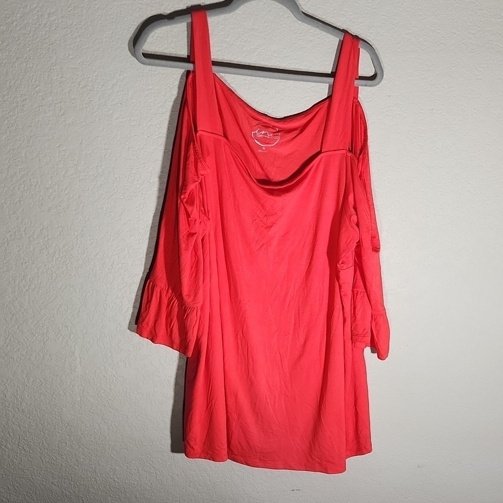 Inc Shirt Womens Size 3X Peach International Concepts cold shoulder blouse